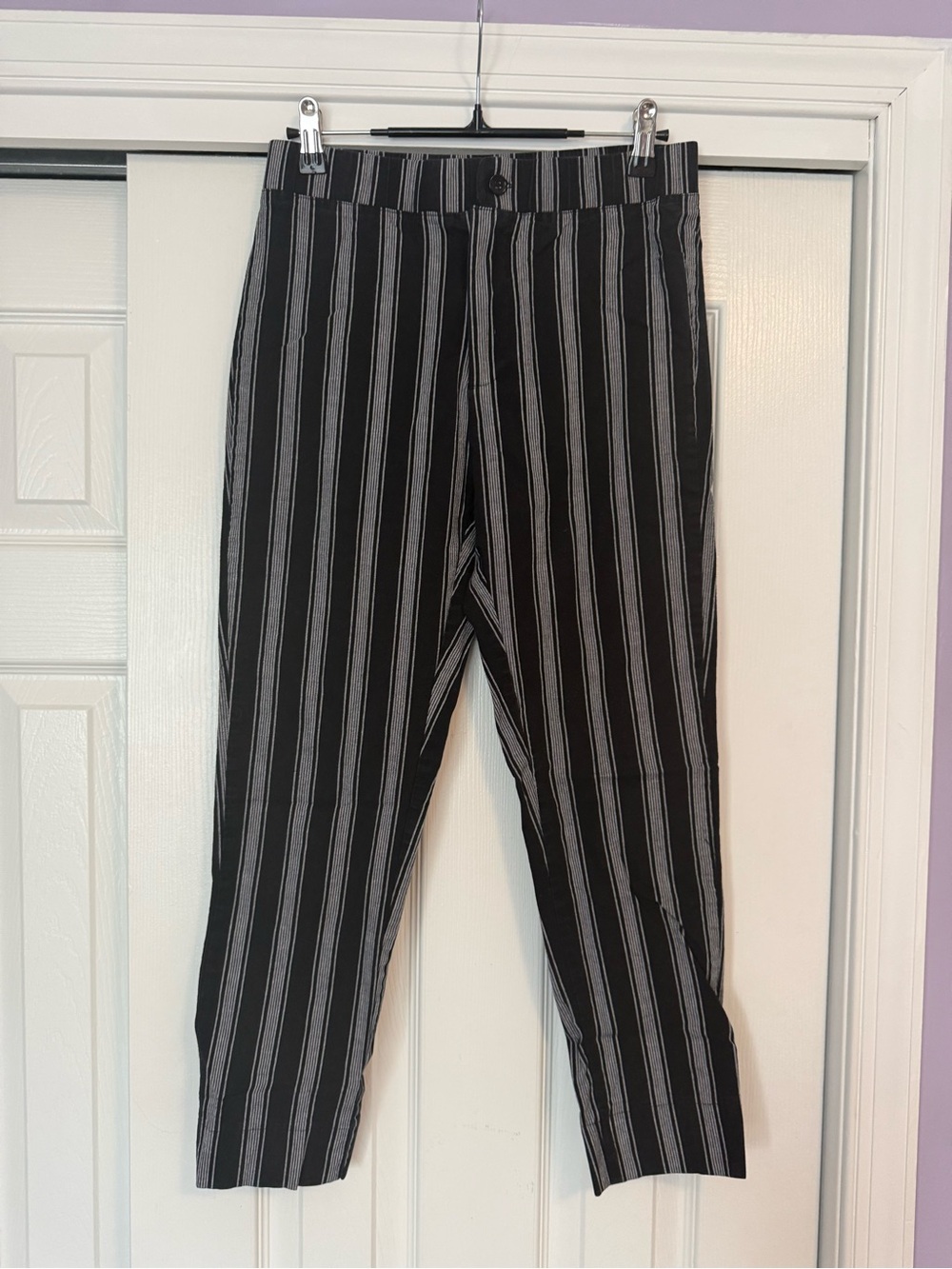Striped Black & Gray Skinny Pants